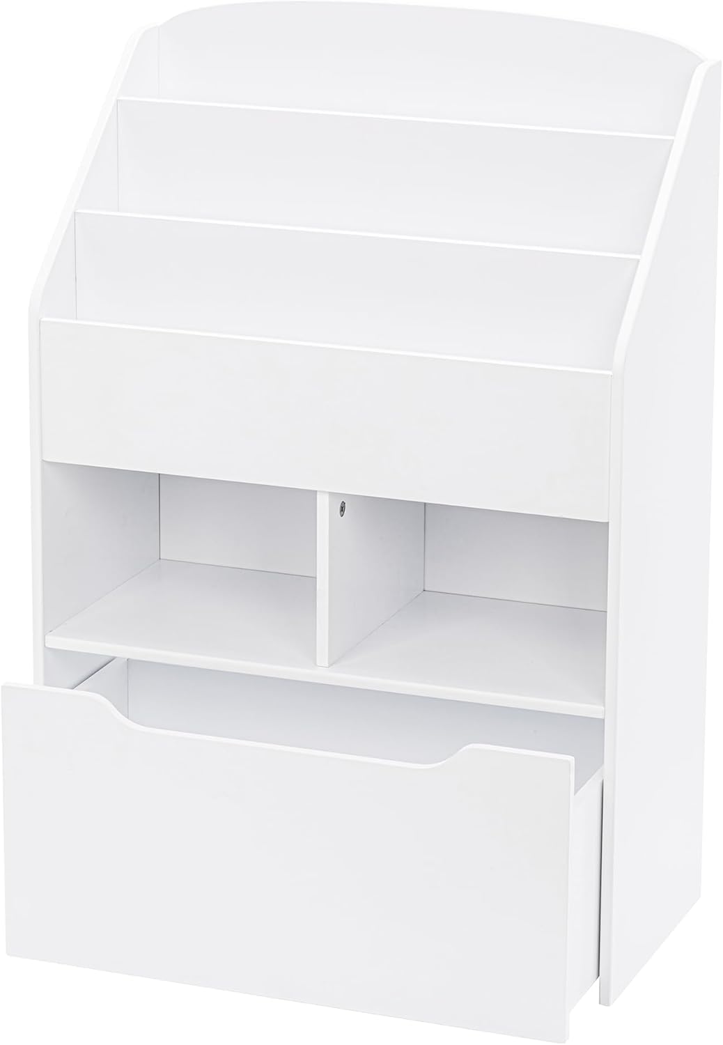 UTEX Kids Bookshelf with Movable Toy Box, Toddler Book Shelf and Toy Storage, Children Book Display Rack Toy Chest Combo for Kids Room & Nursery, White