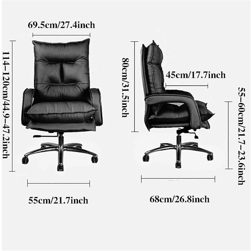 Leather Ergonomic Office Gaming Chair with Executive Swivel Adjustable Height Boss Computer Desk Chairs for Meeting Room Reading Home Bedroom
