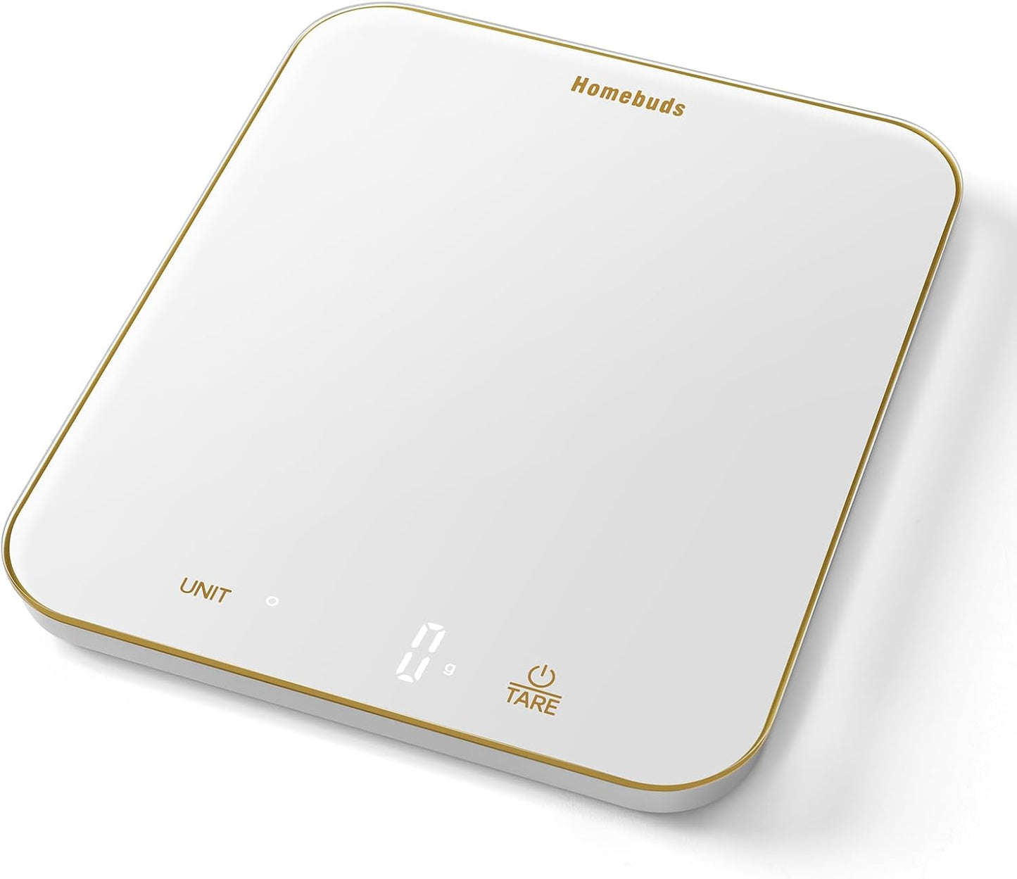 Homebuds 33lb Digital Food Scale Grams and Ounces in 1g, High Precision Assured by Kitchen Scale Professional Factory Since 2001, Gram Scale for Cooking and Baking, LED, 3*AAA, White by Golden Line