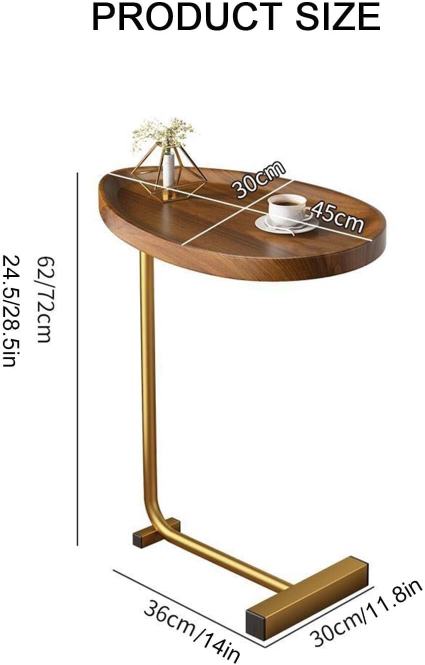 C-Shaped Modern End Table, Small Couch Side Table with Metal Legs, Nightstand for Living Room & Bedroom, Versatile Tray Table for Sofa & Armchair (Color: G)