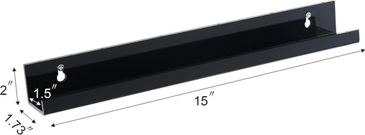 Sooyee 6 Pack Book Shelves,15 Inch Floating Shelf Display Shelf,Acrylic Shelves for Wall,Reading Nook,Funko Pop Display Case,Corner Floating Shelves Black