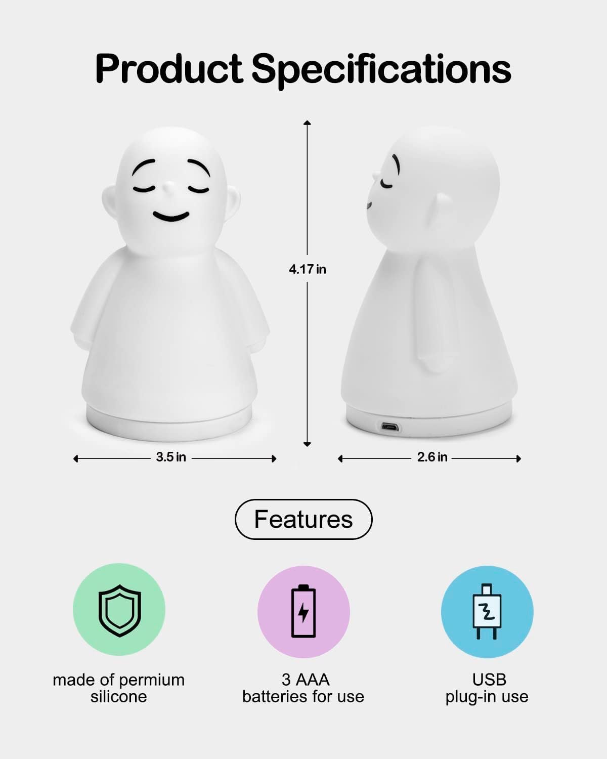 Set of 6 Stress Relief Night Light for Mindfulness - Guided Visual Meditation Tool for Women Men- Relaxing Self Care for Adults Kids