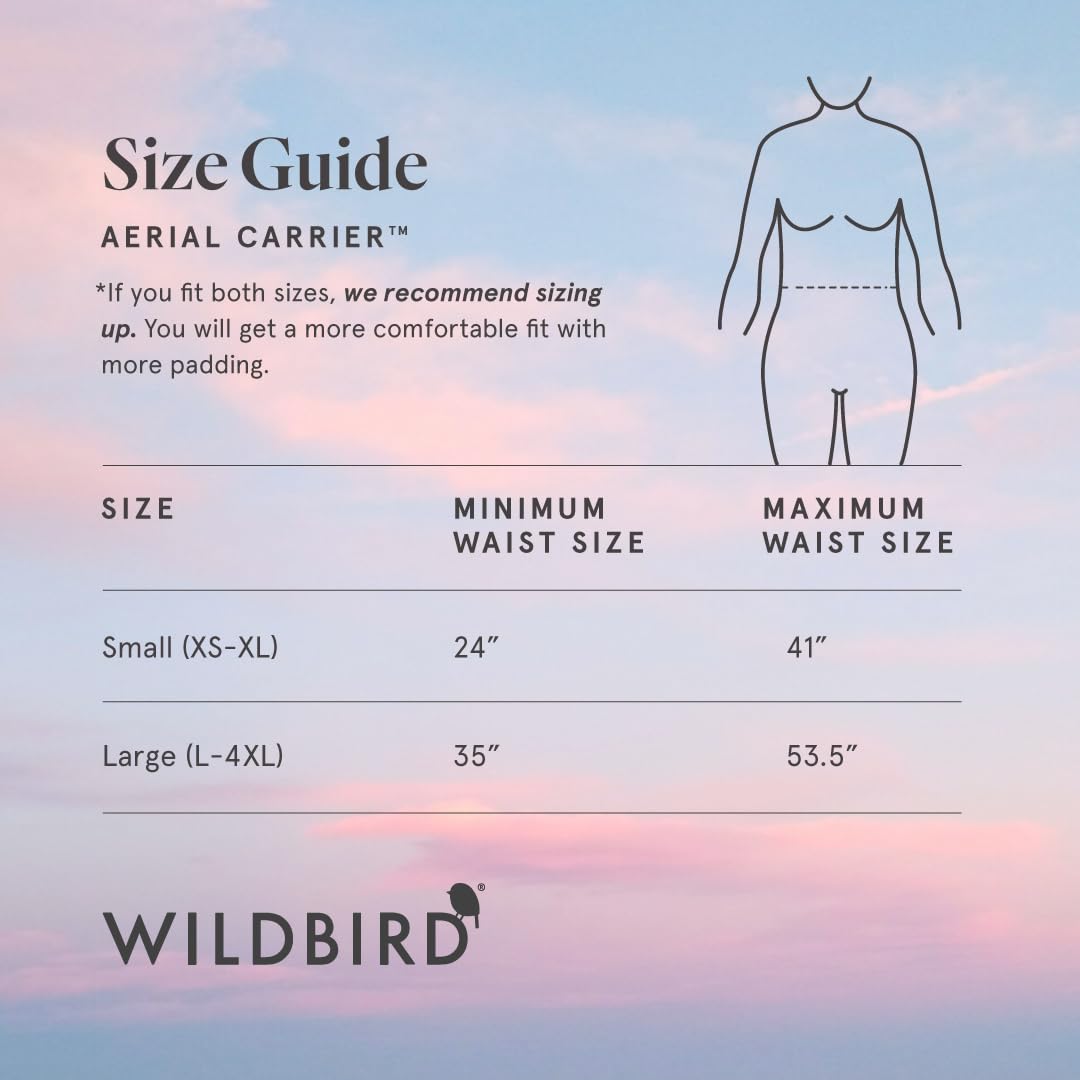 WildBird - Aerial Buckle Carrier - 2-24 Months - Standard (XS-XL) Sparrow - Front or Back Carry - Cross Straps, Lumbar Support, Headrest - Hip Healthy - Baby Carrier - Baby Essentials - New Mom Gifts