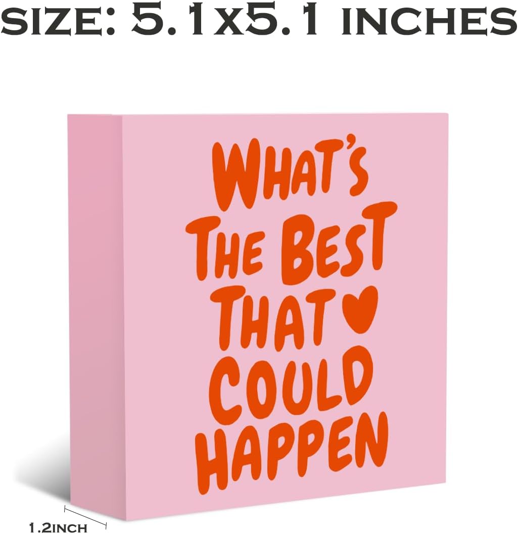 Pink Preppy Wooden Box Sign Inspirational Positive Affirmations Aesthetic Decorative signs, Wood Box Sign Preppy Stuff Classroom Bedroom Girls Room Home Decor Wall Art Christmas Birthday Gifts
