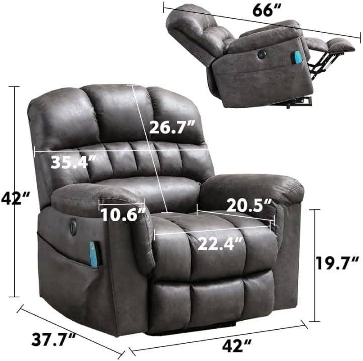 Electric Lift Recliner Chair PU Leather Modern Ergonomic Leisure Recliner Chair Sofa for Elderly, Large Power Lift Recliner Chairs with Massage and Heated, Faux Leather Electric Home Sofa with 2 Side