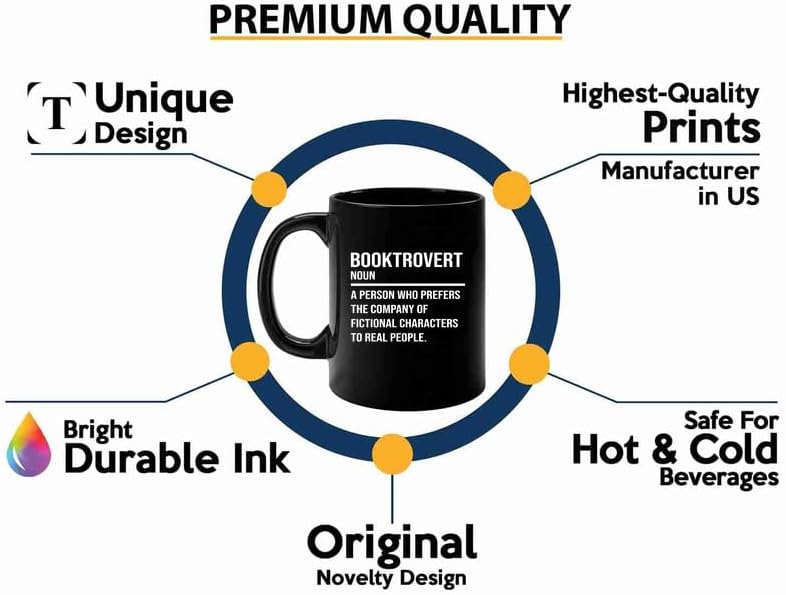 Book Lover Coffee Mug 11oz Black -booktrovert - Book Lovers Gifts Book Reader Gifts Book Club Gifts Book Reading Cup Reading Gifts
