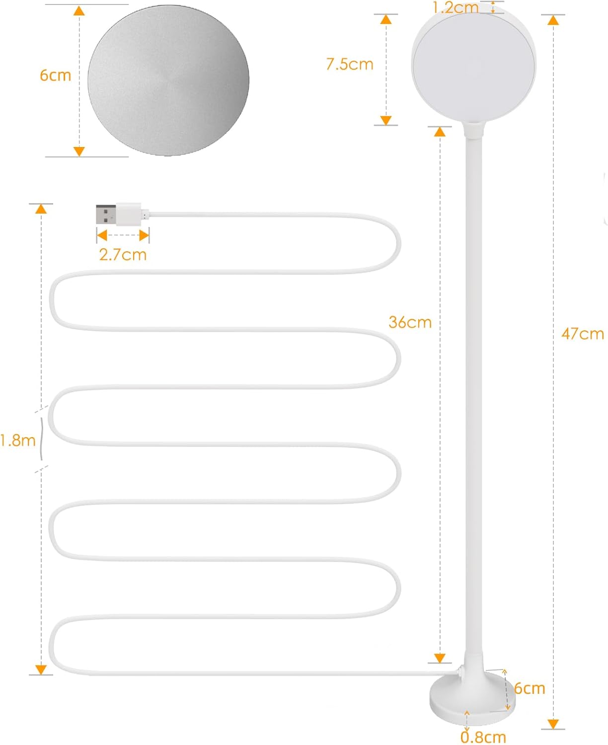 ENUOTEK LED Wall Mounted Reading Light, Bedside Book Light for Bed with Magnet and Wireless Remote Control, White Flexible Reading Lamp for Bedroom, Step or Stepless Dimmable Lighting, Timer Auto Off