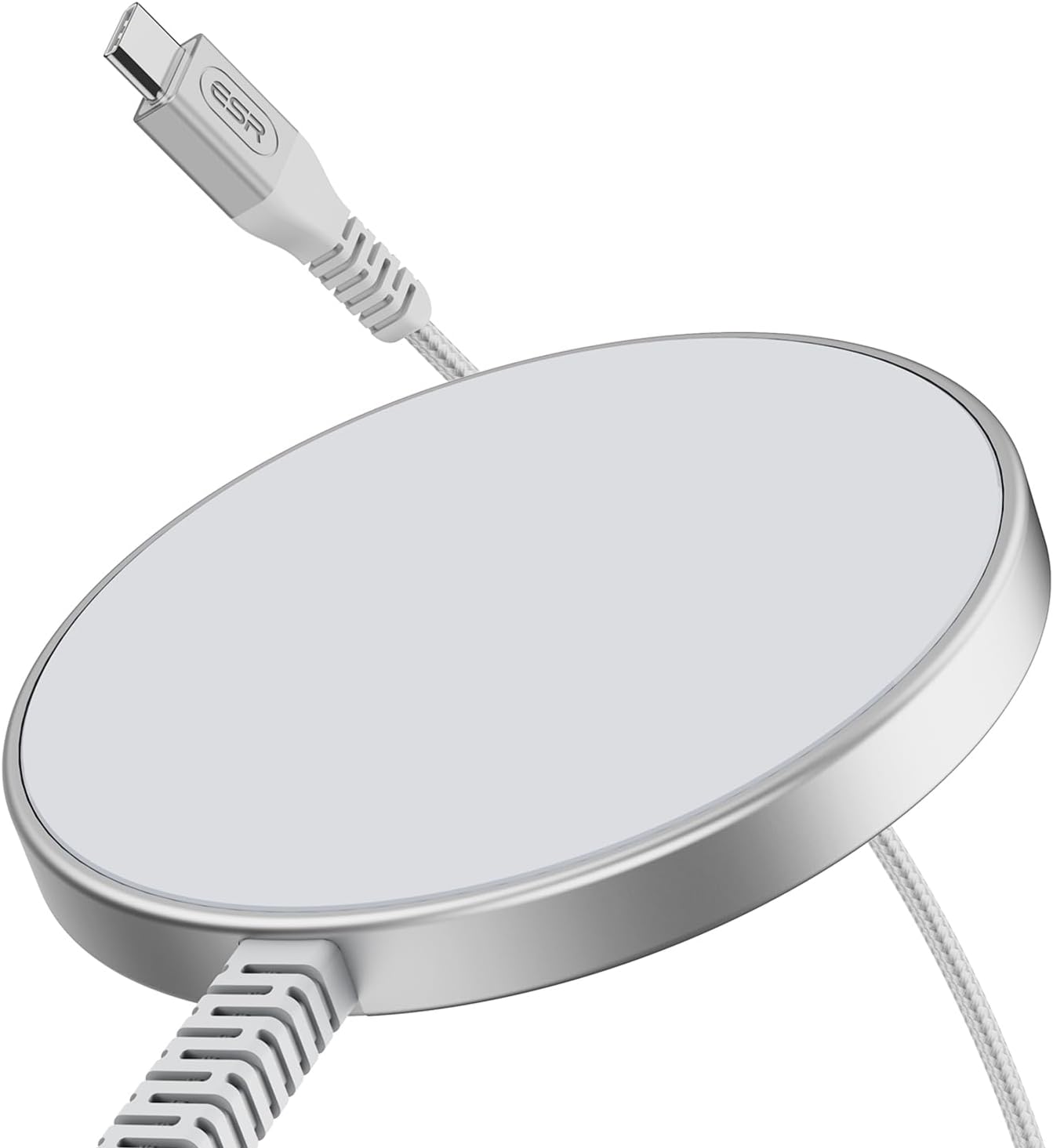 ESR for Magsafe Charger, 15W Wireless Charger, Wireless Charging Pad for iPhone 15/14/13/12, AirPods 4/3/Pro/Pro 2, Galaxy S25, Strong Magnetic Charging Pad with Type-C Cable, Silver
