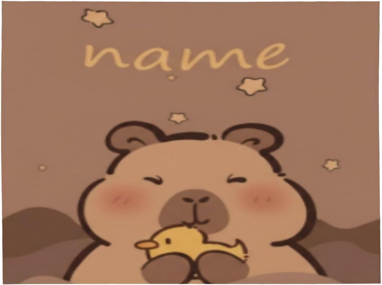 Personalized Capybara Blanket with Name - Custom Soft Flannel Fleece Throw - Cute Kawaii Animal Holding Duckling Design - Heartwarming Gift for Kids, Teens & Capybara Lovers