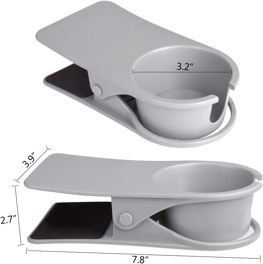 Gray Desk Table Edge Clamp Cup Holder for Office - Place Water Glass, Coffee Mug, Beverage, Phone