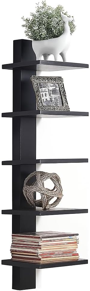 Proman Products - Mounted Spine Bookshelf, Wall Mounted Shelves, Spine Book Tower (Black)