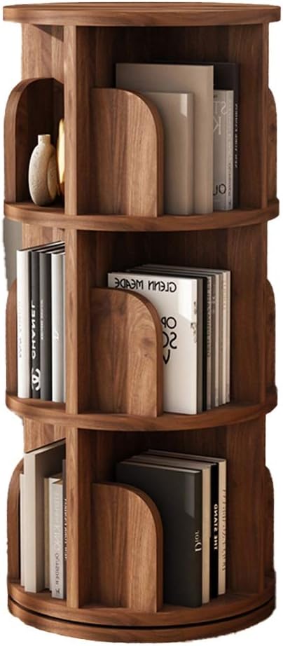 360° Bookshelf Children's Rotating Picture Book Stand Bookcase on Wall Corner Multi-Layer Storage Rack Height Adjustable Bookshelf (Color : Walnut, Size : 39 * 99cm)