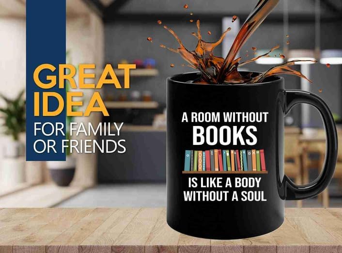 Book Lover Coffee Mug 11oz Black -without books - Book Lovers Gifts Book Reader Gifts Book Club Gifts Book Reading Cup Reading Gifts