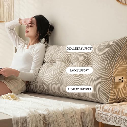 Large Triangular Wedge Pillow for Bed - Headboard Reading & Backrest Support Cushion, Perfect for Sitting Up Comfortably, 120cm - Ideal for Reading & Relaxation