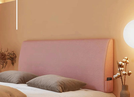 Large Cotton Linen Headboard Bed Backrest Pillow Filled Soft Wedge Cushion Wall Pillows Positioning Support Reading Pillow(Size:Paste 72.8"/185cm,Color:Pale Pink)