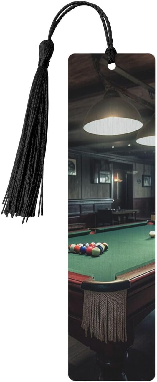 Billiard Bookmarks Gifts for Women Men, Wooden Bookmarks for Book Lovers, Vintage Book Marks Ornaments with Tassel, Unique Personalized Reading Page Markers Black