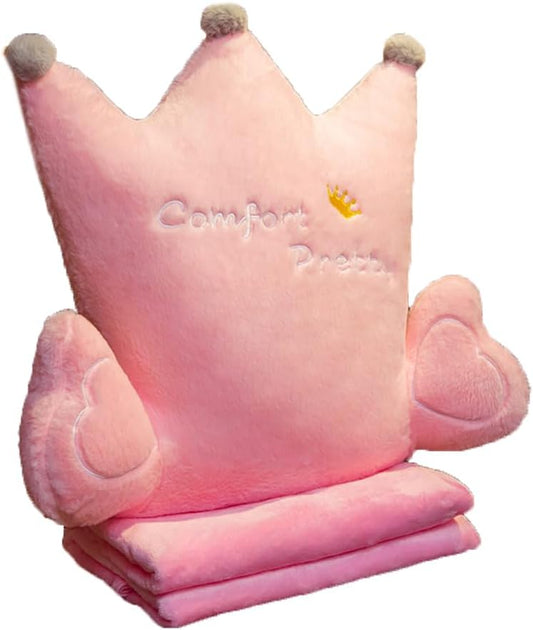 Tingting's Dream Office Chair Waist Pillow Sofa Lumbar Back Cushion Backrest Pillow Bed Rest Reading Pillow Cute Plush Lumbar Pillow (Pink Crown, 60×70CM/23.6"×27.56")