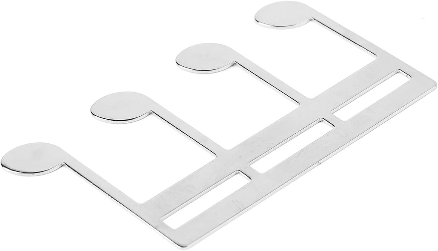 Sheet Music Clip Metal Note Pattern Delicate Music Book Clip Page Holder for Piano Guitar Music Lovers Metal Structure Lightweight Compact Design (Silver)