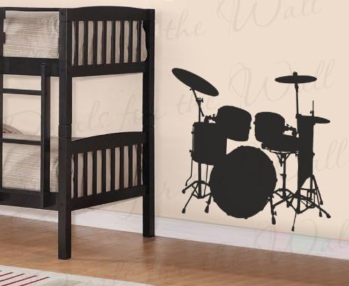 Drum Set Wall Graphic Decal - Vinyl Mural Band Music Class Classroom Boys Room Nursery Playroom - Sticker Art Decor Large Decoration Sign