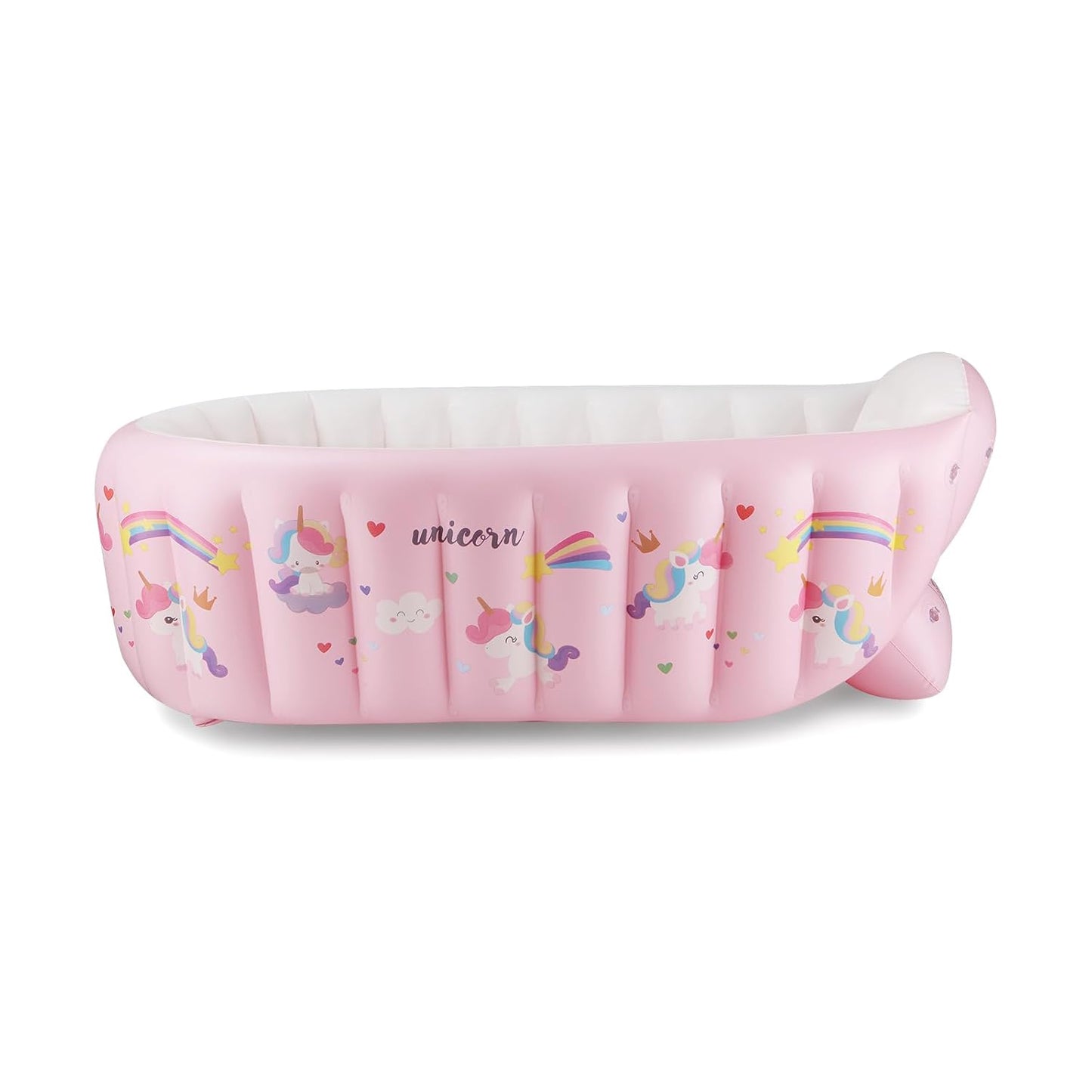 PandaEar Baby Inflatable Bathtub, Portable Travel Baby Infant Bath Tub Toddler Bathtub with Air Pump, Foldable Non-Slip Shower Basin Mini Air Swimming Pool for Newborn (Whale Blue) (Pink)
