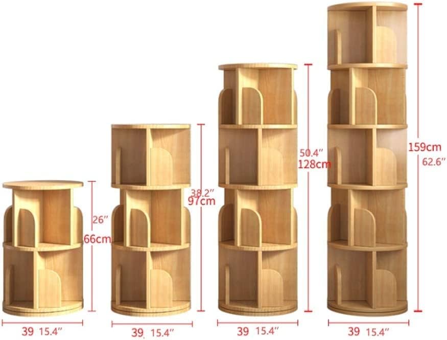 Bookshelf Bookcase Bookshelves Book Case Solid Wood Rotating Bookshelf for Living Room, Study Room 360 Degree Storage Round Bookcase Corner Frame Book Shelf Book Shelves