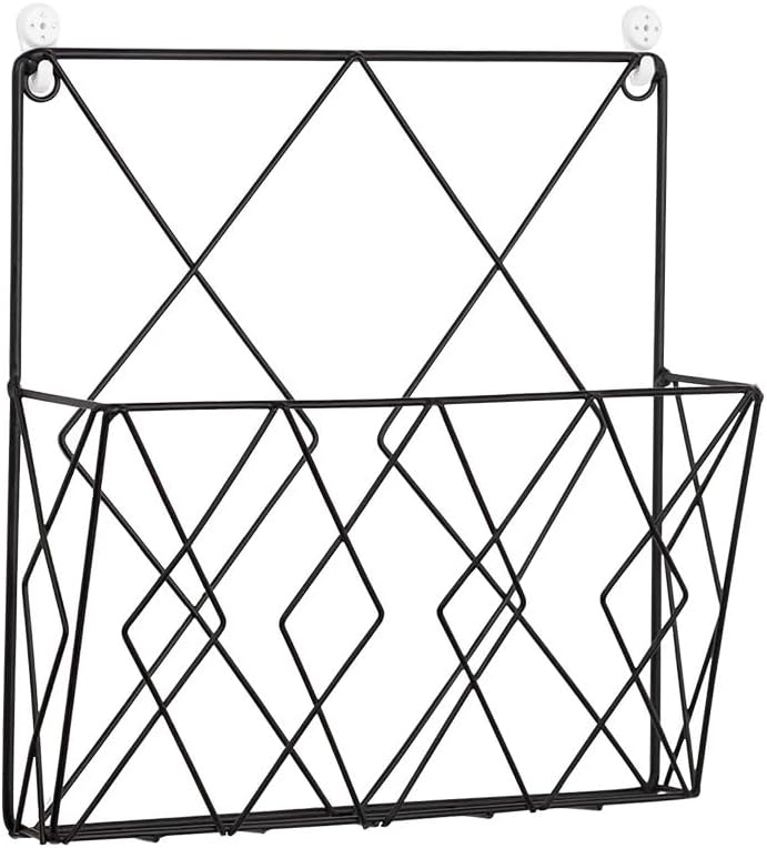 Wall Mounted Magazine File Rack Organizer, Hanging Document Rack, Metal Wire Wall Mounted Magazine Folder Holder Rack for Magazines Novels Recipes