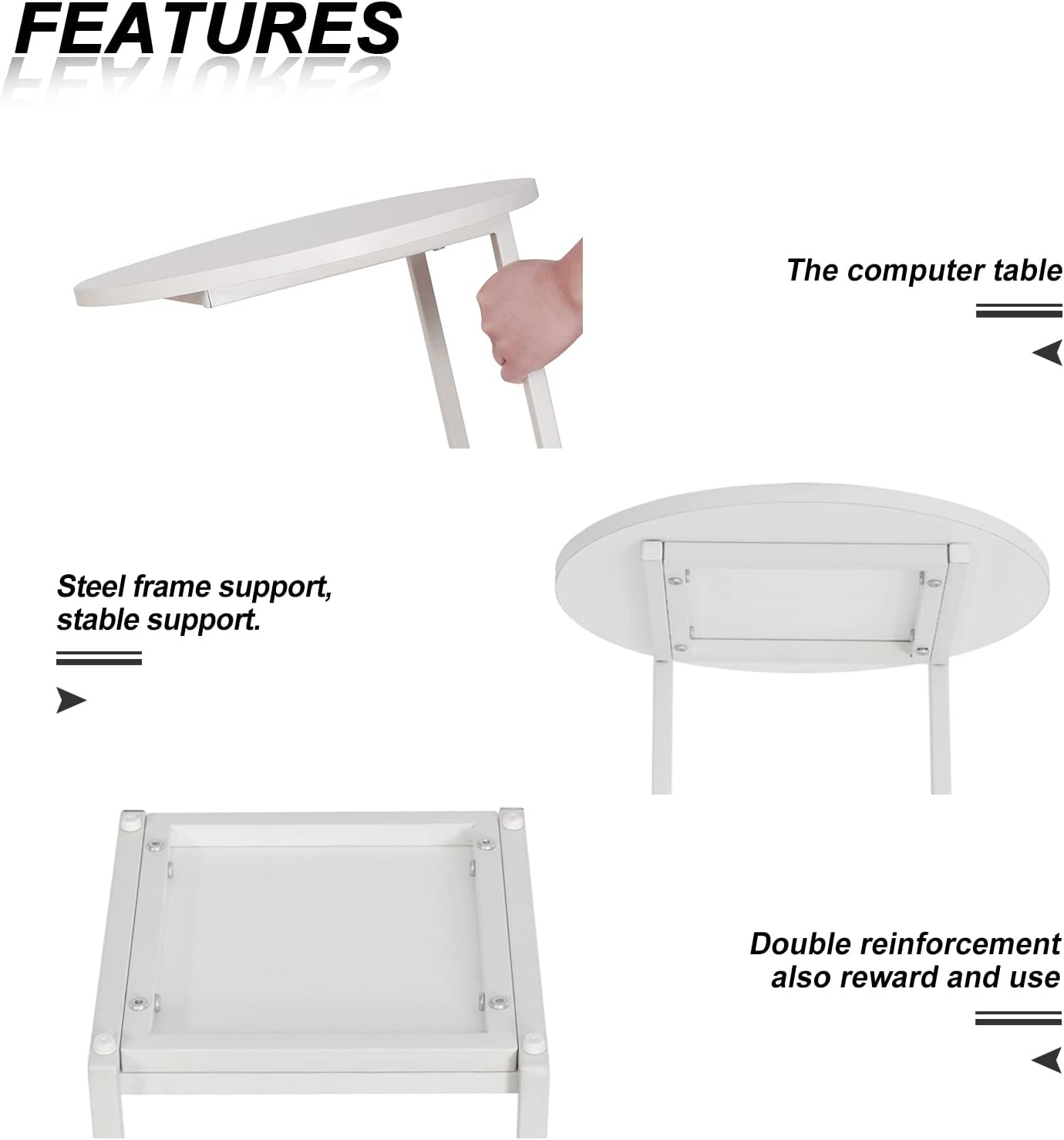 HDANI C Table End Table,Couch Table That Slide Under,Sofa Side Table in Living Room,White