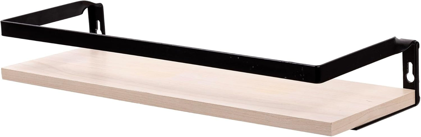 Kiera Grace Kells Floating Shelves, Metal Bracket Modern Wall Mounted Hanging Shelf Storage Rack for Bedroom, Kitchen, Living Room - 16", Oak, 1Pack