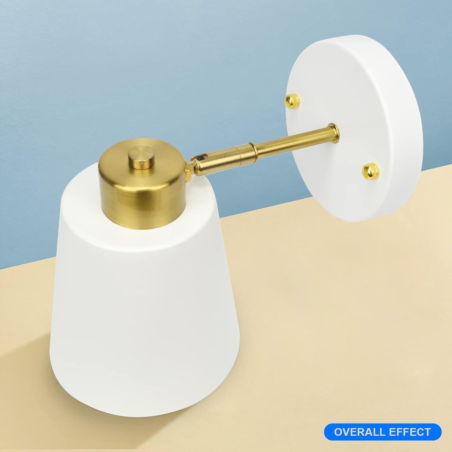 Yollzey Plug in Wall Sconces, Rotatable Angle White Wall Lamp with Plug in Cord Metal Vintage Industrial Wall Mounted Light Reading Light for Bedroom Bedside Doorway(2 Pack)