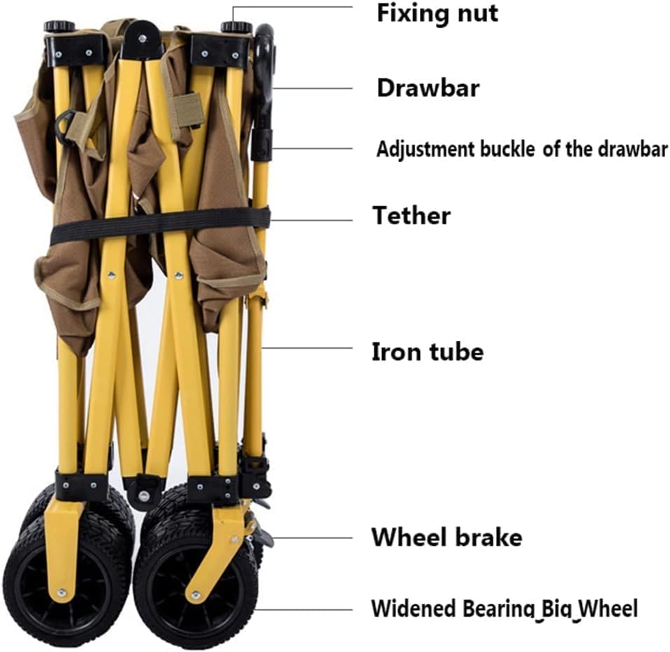 Portable Camping Cart,Outdoor Foldable Camping Trolley Cart for Beach Shopping Picnic and Luggage Portable and Utility Wagon for Mountain Pulley and Festival Use