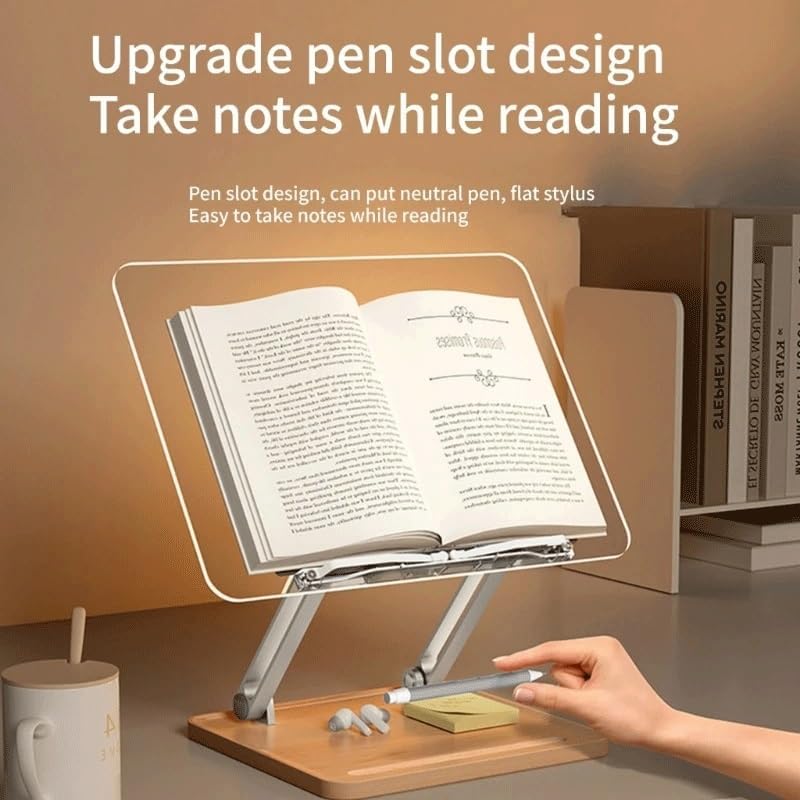 Foldable Reading Stand with Tablet, Desktop Bookshelf with Portable
