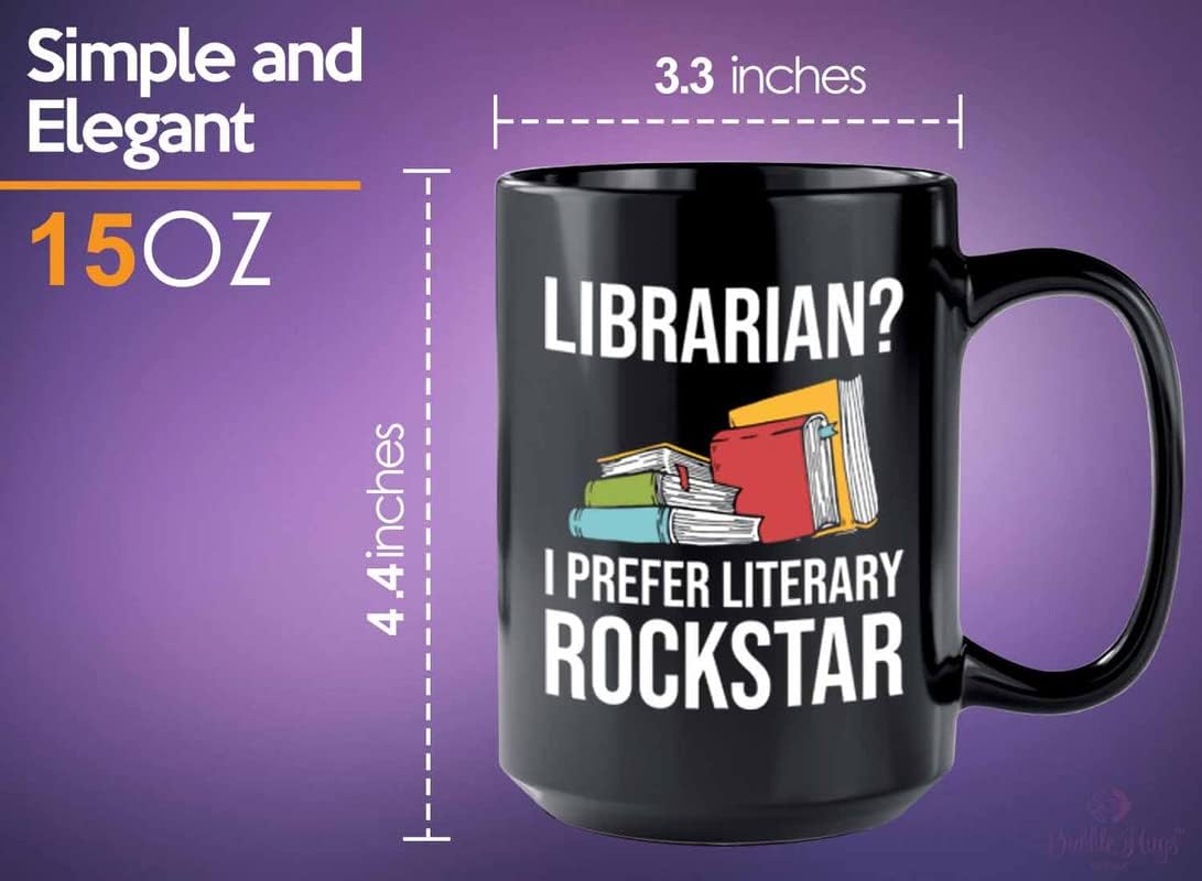 Book Lover Coffee Mug 15oz Black - literary rockstar - Gifts for Book Club Readers Book Nerd Librarians Book Worm Bookish