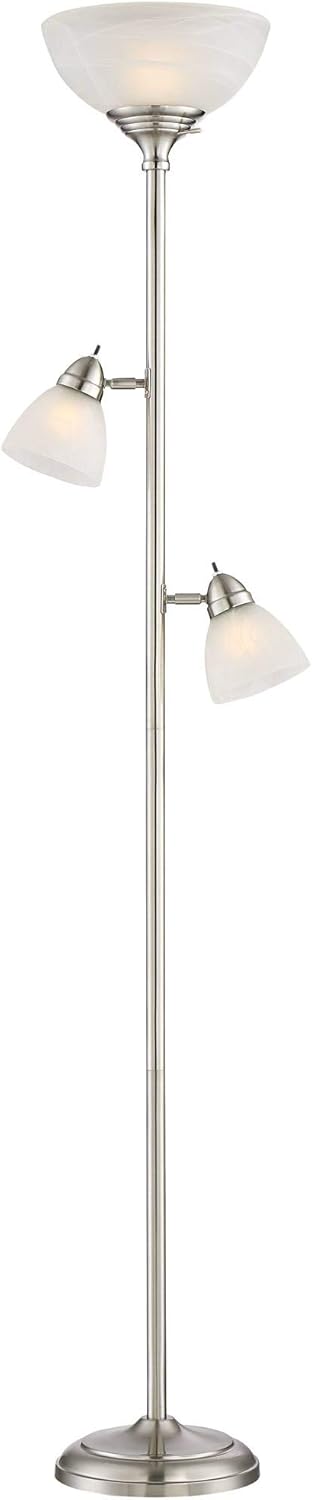 360 Lighting Ellery Modern Tree Torchiere Floor Lamp Standing 3-Light 72" Tall Brushed Nickel Silver Frosted White Glass Shade Decor for Living Room Reading House Bedroom Office