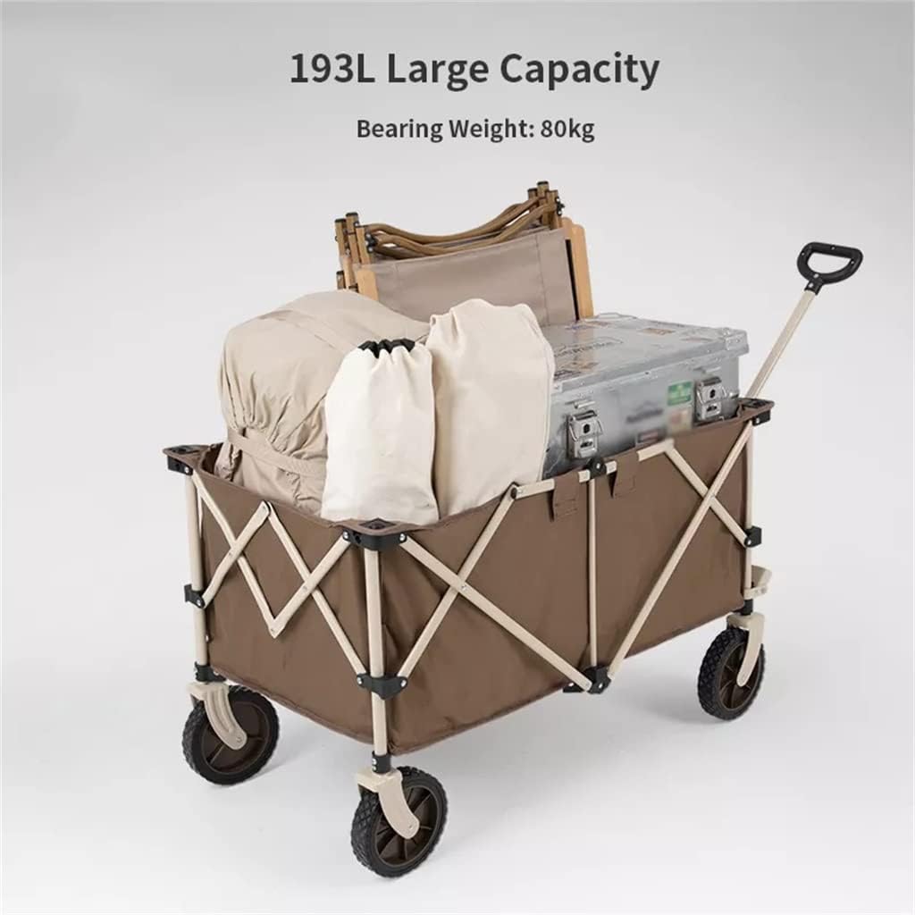 JSEIAJB 193L Outdoor Folding Cart Big Capacity Portable Luggage Trolley Adjustable Handle Travel Shopping Wheelbarrow Camp