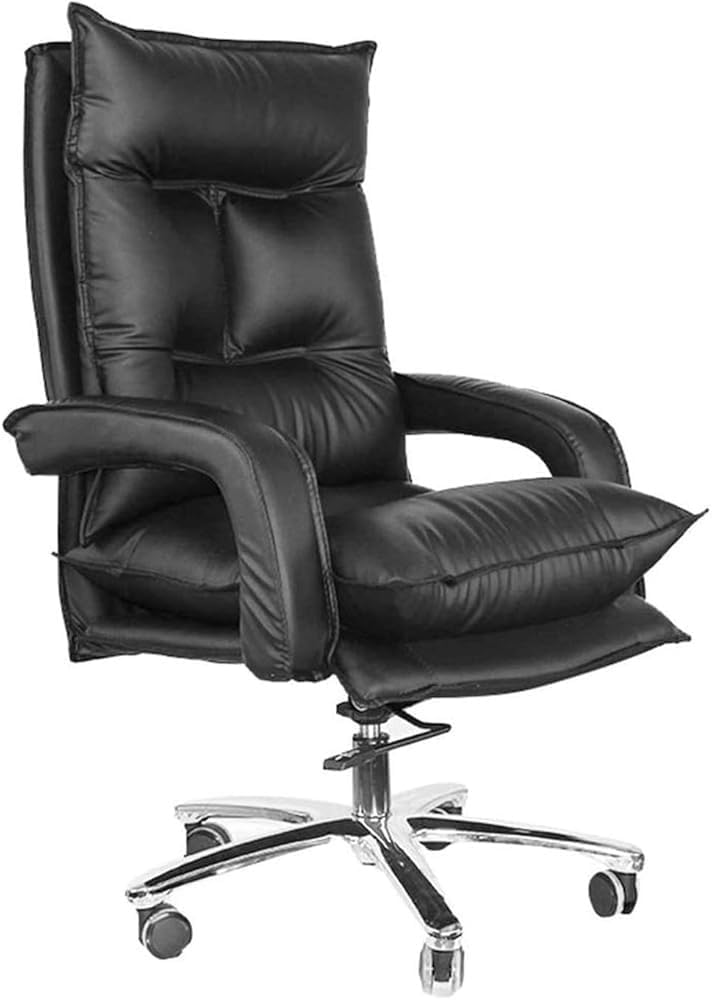 Leather Ergonomic Office Gaming Chair with Executive Swivel Adjustable Height Boss Computer Desk Chairs for Meeting Room Reading Home Bedroom