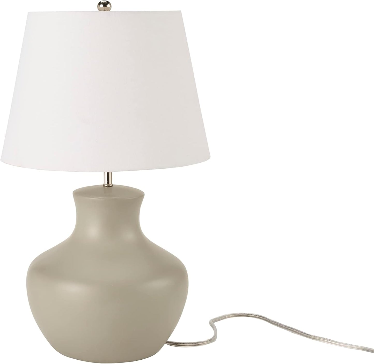 Nourison Home 18" Grey Organic Gourd Ceramic Table Lamp for Bedroom, Living Room, Dining, Entryway