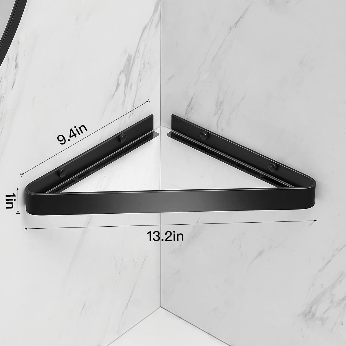 VOLPONE Bathroom Shelves Wall Mounted Glass Corner Shower Shelf for Bathroom Floating Shelf Tempered Glass Wall Organizer 2-Tier(Black)