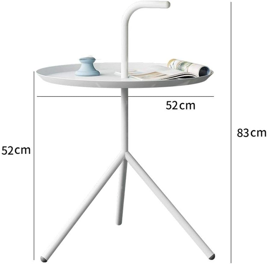 Side Table Coffee End Table Balcony Sofa Table with Handle Removable Bedside Table for Indoor/Outdoor/Reading/Drinking Tea (Black White) Corner Table (Color : White Size : L) (White Small)