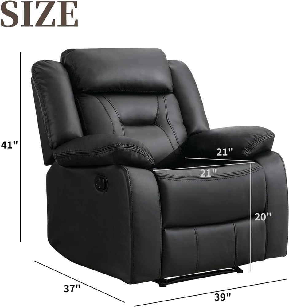 Power Recliner Chair Leather Single Reclining Sofa, Electric Reclining Chair for Living Room, Comfortable Home Theater Recliner Chair with Padded Seat Backrest