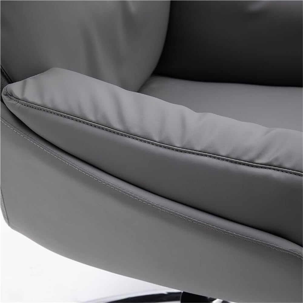 Minimalist Modern Office Chair with Leather Upholstery and Adjustable Height Commercial Grade Office Chair Soft Padded Comfortable Swivel Chair with Arms for Home Office and Study Room Reading Room