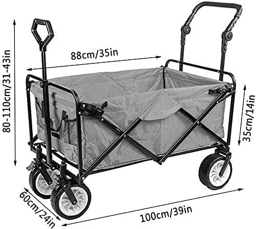 Foldable Pull Wagon Outdoor Folding Utility Wagon Garden Cart Camping Trolley on Wheels Heavy Duty Hand Cart Festival Load-Bearing 100kg / 220lbs (Color : Style 2) (Style 5)