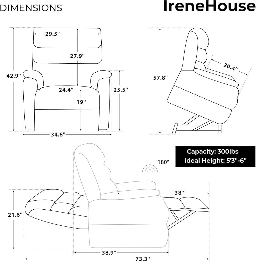 Living Room Ergonomic Lounge Recliner Chair Fabric Power Lift Recliner Chair for Elderly People with Extended Footrest Massage and Heat
