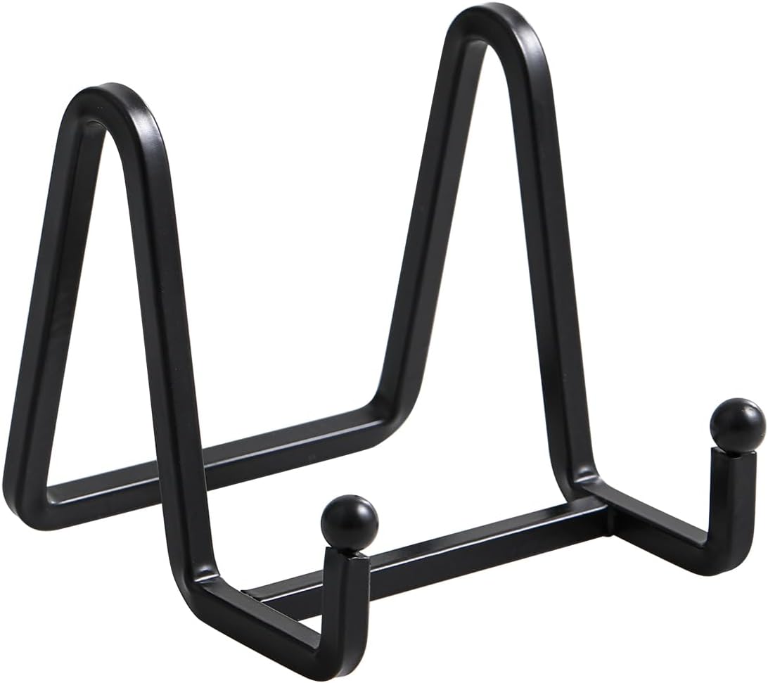 Plate Holder Easel Display Stand - 3 inch Metal Plate Stands for Display - Tabletop Picture Stand - Black Iron Easels for Display Pictures | Photo Frames | Book | Decorative Plates | Plaque - 1 Pack