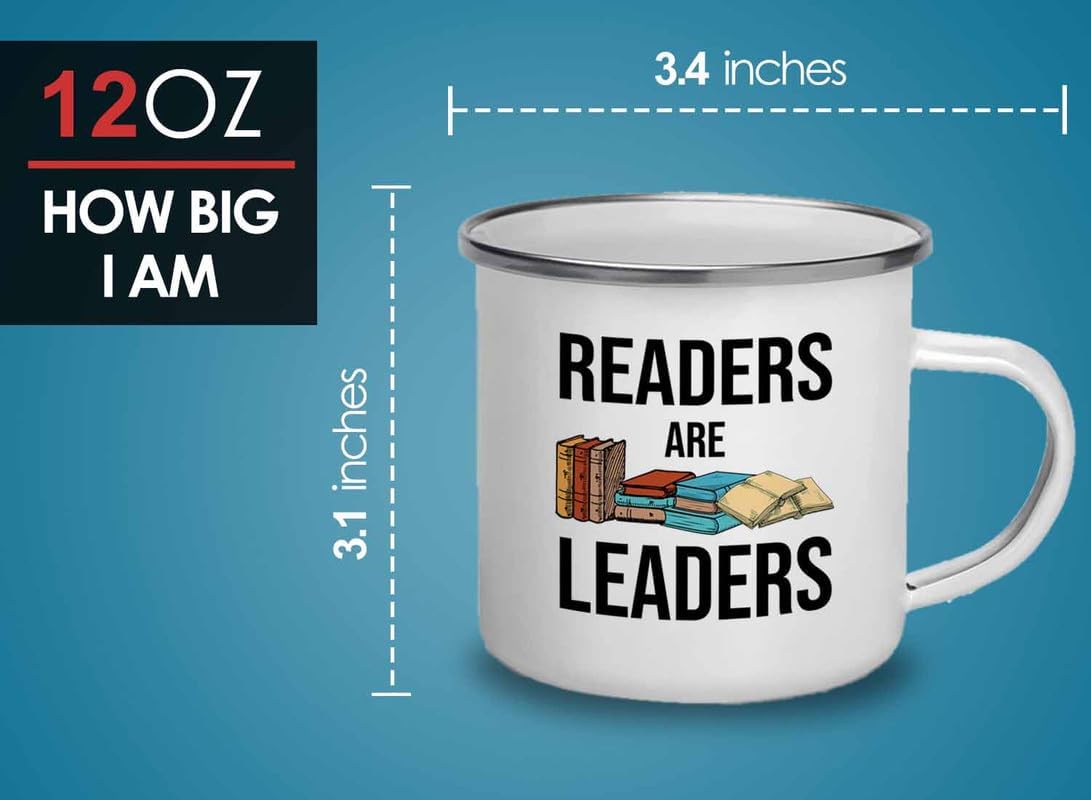 Reading Bookworm Camper Mug 12oz - Readers Are Leader - Reading Reader Book Worm I Know Things Book Addict Book Lover Bookish Novelist Librarian Writer