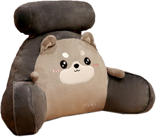 Cartoon Soft Bed Rest Reading Pillow Cute Sofa Lumbar Back Cushion Cute Bed Backrest Pillow with Arms Small Bolster (Cute Husky, 60×40cm/23.6"×15.7")