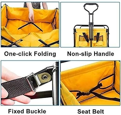 Portable Camping Cart,Outdoor Folding Wagon Cart for Camping Beach Garden Heavy Duty Utility Wagon with Waterproof Design Sports Festival Trolley (Red)