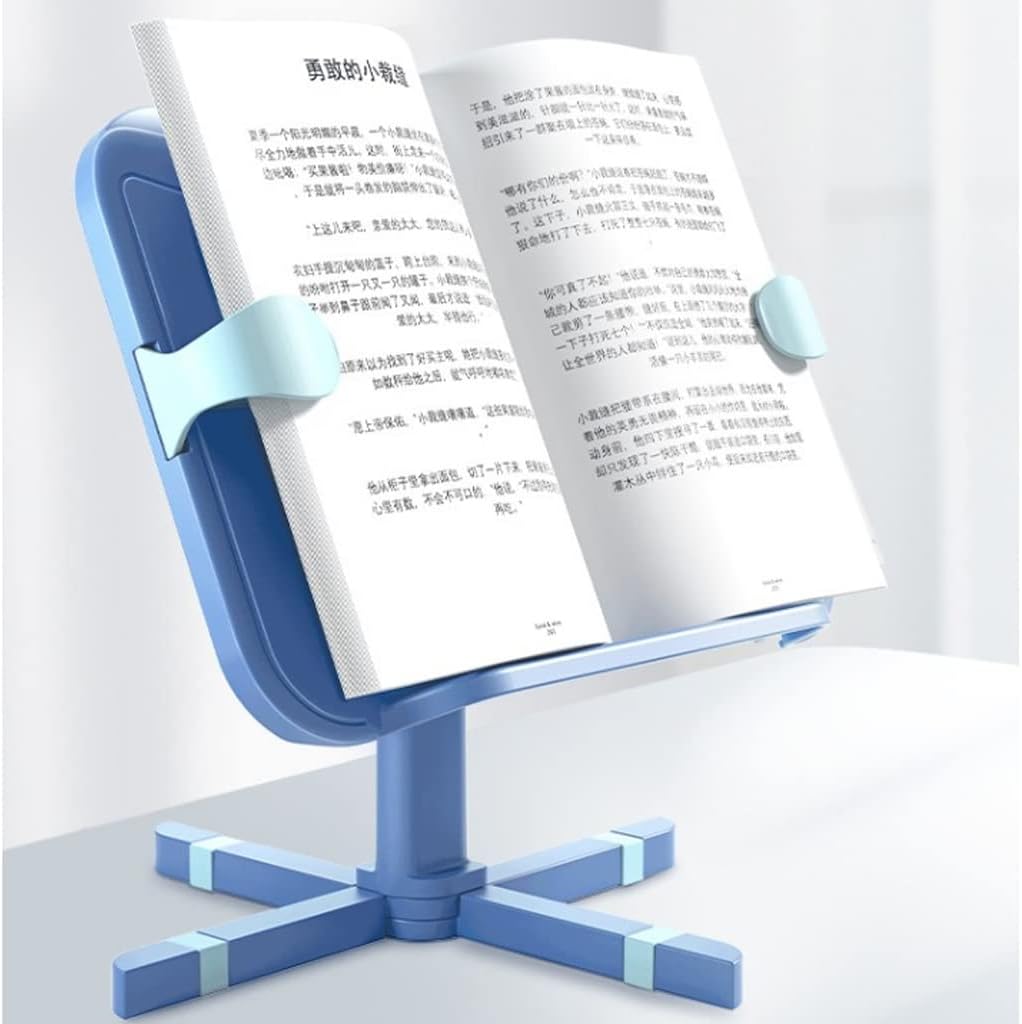 Reading Rack Multifunctional Retractable Reading Bookshelf Portable Student Easy to Read Dual-use(Blue)