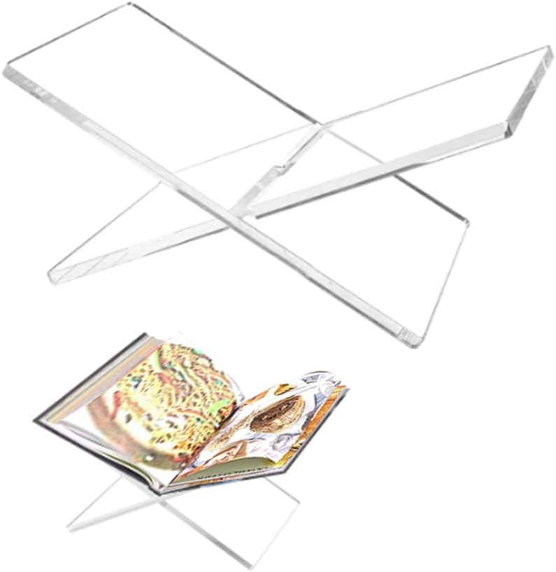 Generic Acrylic Book Stand - Clear, Stable & Widely Compatible for Books, Newspaper, Magazines, Textbooks, Recipe Holder Picture Display
