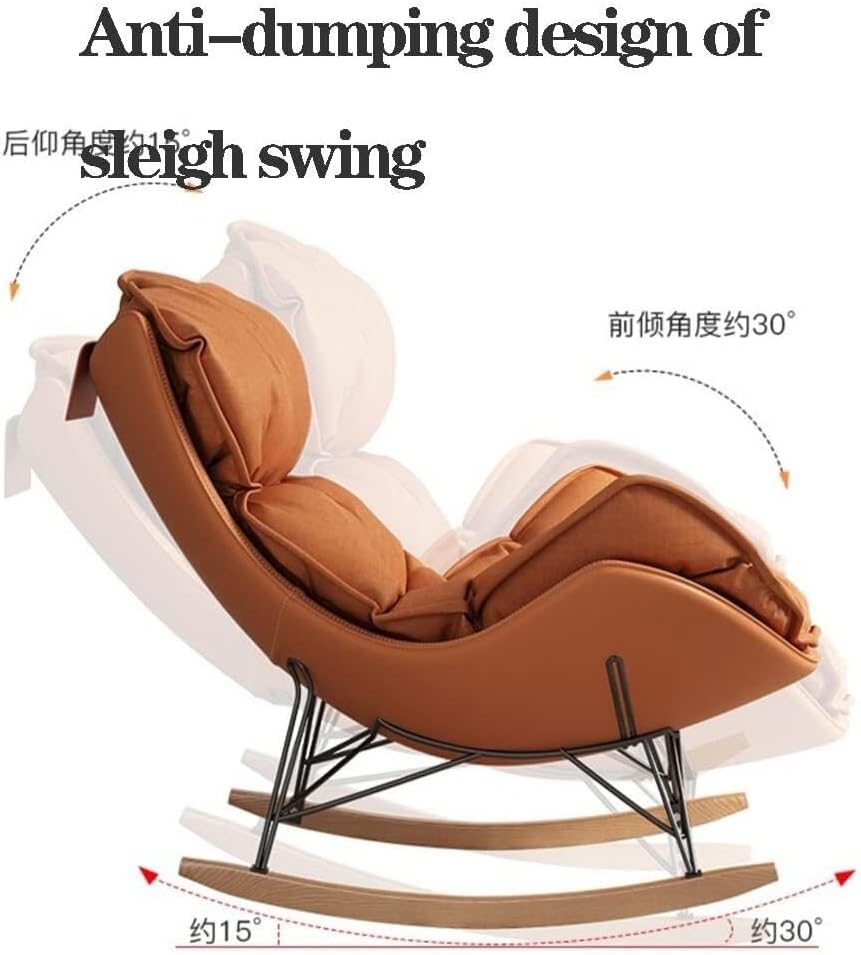 LSLYTQ Rocking Chair, Upholstered Glider Rocking Chair with Ottoman Accents Sofa Chairs, Lounge Leisure Chair with Wooden Legs for Living Room, Bedroom, Offices