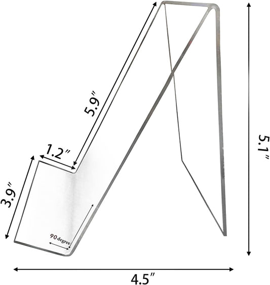 10 PCS 6‘’ x 4‘’ Acrylic Book Display Stand Clear Easel Without Ledge Tablet Holder for Displaying Books, Pictures, Notebooks, CDs, Artworks, etc (Large)